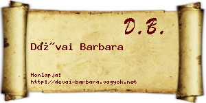 Dévai Barbara névjegykártya