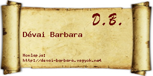 Dévai Barbara névjegykártya
